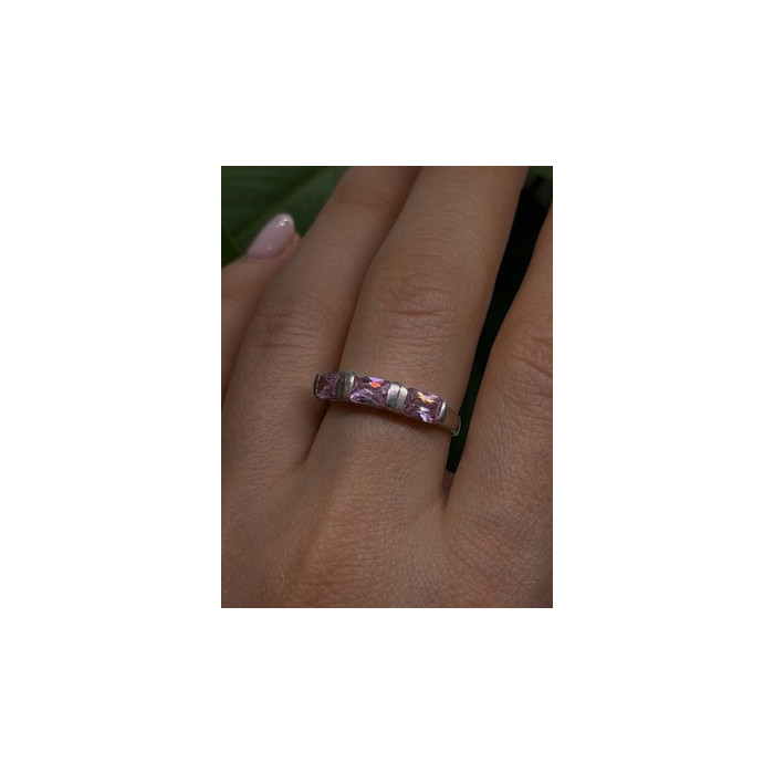 925 Sterling Silver Pink Spinel Ring Size 9