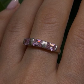 925 Sterling Silver Pink Spinel Ring Size 9