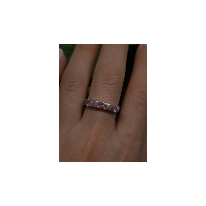 925 Sterling Silver Pink Spinel Ring Size 9