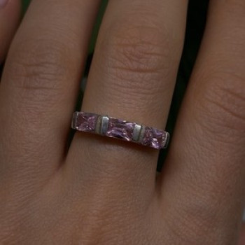 925 Sterling Silver Pink Spinel Ring Size 9