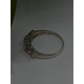 925 Sterling Silver Pink Spinel Ring Size 9