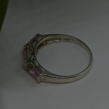 925 Sterling Silver Pink Spinel Ring Size 9
