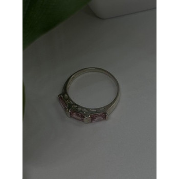 925 Sterling Silver Pink Spinel Ring Size 9