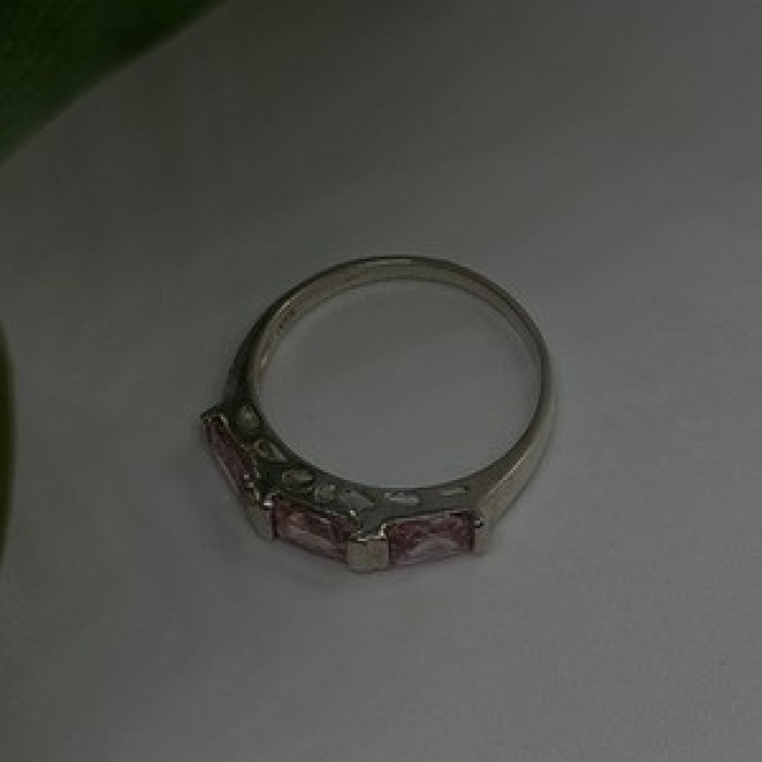 925 Sterling Silver Pink Spinel Ring Size 9