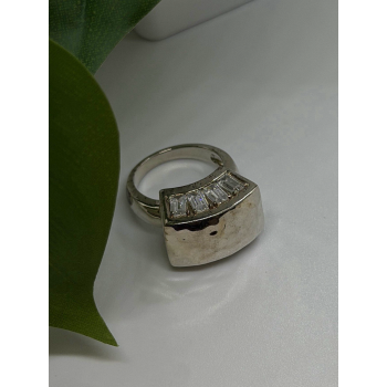 Unique Design 925 Sterling Silver White Colorless Spinel Ring Size 7