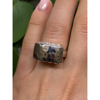 Unique Design 925 Sterling Silver White Colorless Spinel Ring Size 7