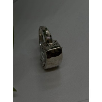 Unique Design 925 Sterling Silver White Colorless Spinel Ring Size 7