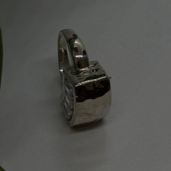 Unique Design 925 Sterling Silver White Colorless Spinel Ring Size 7