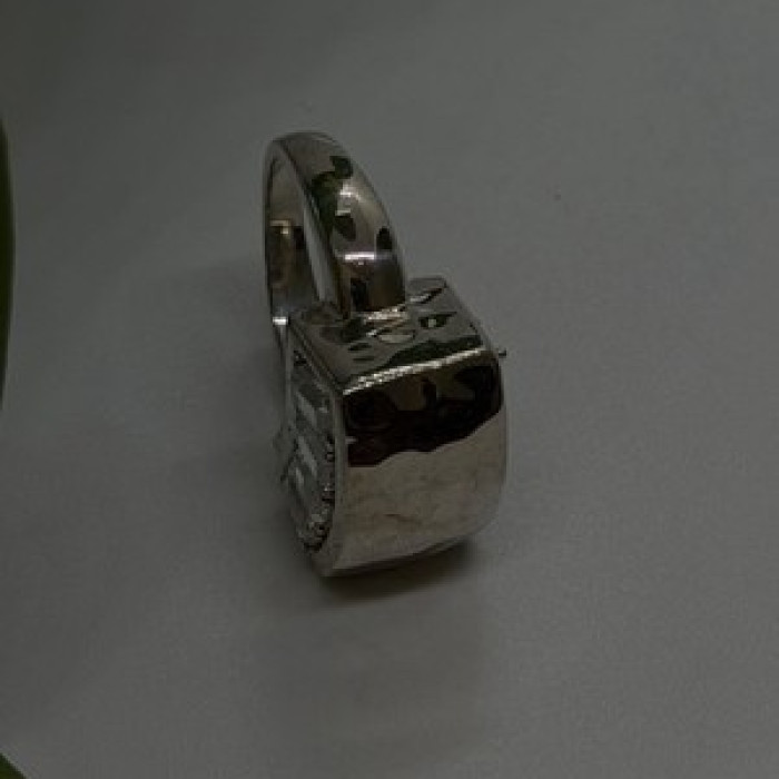 Unique Design 925 Sterling Silver White Colorless Spinel Ring Size 7