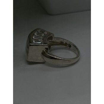 Unique Design 925 Sterling Silver White Colorless Spinel Ring Size 7