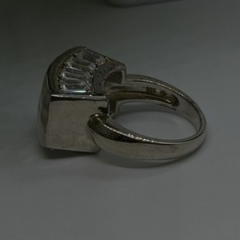 Unique Design 925 Sterling Silver White Colorless Spinel Ring Size 7
