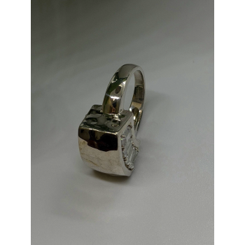Unique Design 925 Sterling Silver White Colorless Spinel Ring Size 7