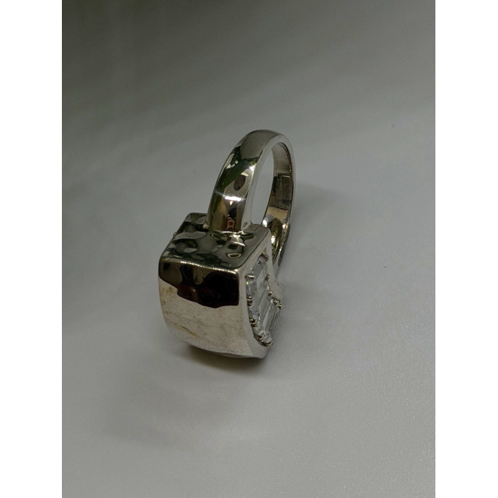 Unique Design 925 Sterling Silver White Colorless Spinel Ring Size 7