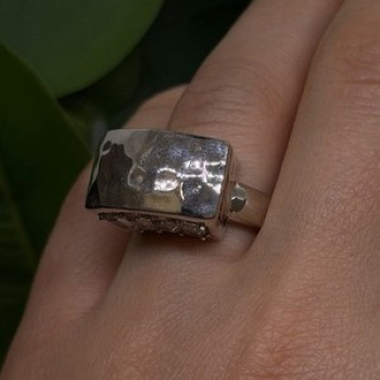 Unique Design 925 Sterling Silver White Colorless Spinel Ring Size 7