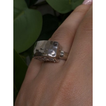 Unique Design 925 Sterling Silver White Colorless Spinel Ring Size 7