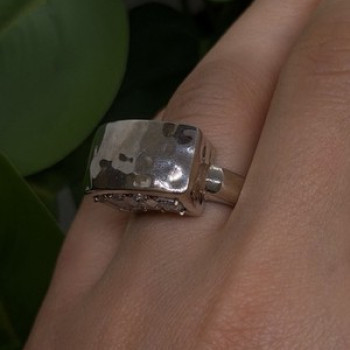 Unique Design 925 Sterling Silver White Colorless Spinel Ring Size 7