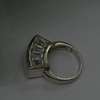 Unique Design 925 Sterling Silver White Colorless Spinel Ring Size 7