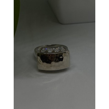 Unique Design 925 Sterling Silver White Colorless Spinel Ring Size 7