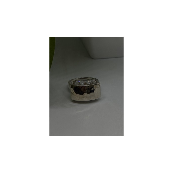 Unique Design 925 Sterling Silver White Colorless Spinel Ring Size 7