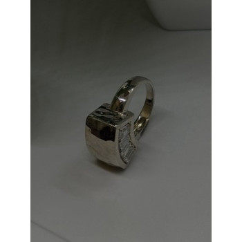 Unique Design 925 Sterling Silver White Colorless Spinel Ring Size 7