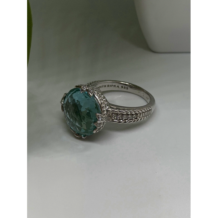 Judith Ripka 925 Sterling Silver Shiny Cz Ring Size 10