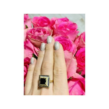 925 Sterling Silver Sapphire & CZ Ring Size 8