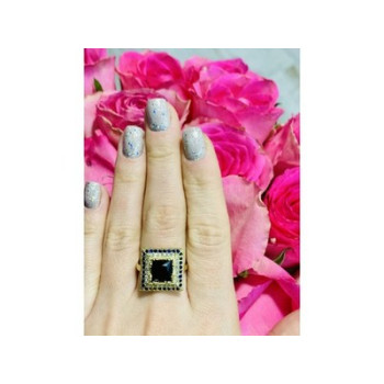 925 Sterling Silver Sapphire & CZ Ring Size 9.5