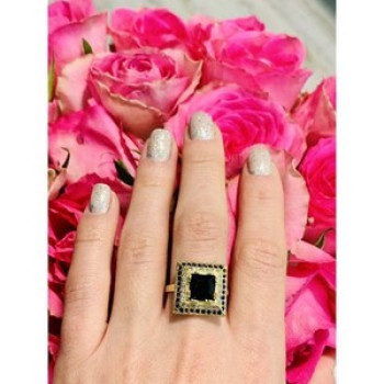 925 Sterling Silver Sapphire & CZ Ring Size 9.5