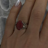 Vintage 925 Sterling Silver Red Jade & Marcasite Ring Size 6.5