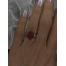 Vintage 925 Sterling Silver Red Jade & Marcasite Ring Size 6.5