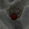 Vintage 925 Sterling Silver Red Jade & Marcasite Ring Size 6.5