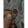 Vintage 925 Sterling Silver Red Jade & Marcasite Ring Size 6.5