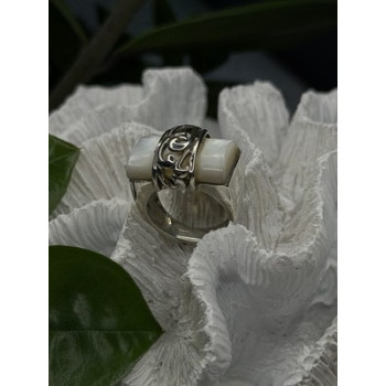 925 Sterling Silver White Abalone Mother of Pearl Ring Size 7