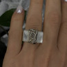 925 Sterling Silver White Abalone Mother of Pearl Ring Size 7