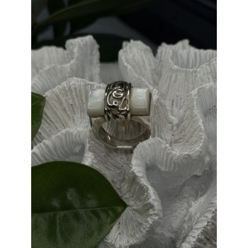 925 Sterling Silver White Abalone Mother of Pearl Ring Size 7