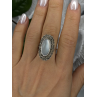 Elegant Vintage 925 Sterling Silver White Abalone & Marcasite Ring Size 9