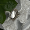 Elegant Vintage 925 Sterling Silver White Abalone & Marcasite Ring Size 9