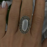 Elegant Vintage 925 Sterling Silver White Abalone & Marcasite Ring Size 9
