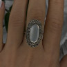 Elegant Vintage 925 Sterling Silver White Abalone & Marcasite Ring Size 9