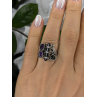 Unique Design Vintage 925 Sterling Silver Amethyst & Onyx & Peridot Ring Size 7