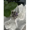Unique Design Vintage 925 Sterling Silver Amethyst & Onyx & Peridot Ring Size 7