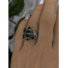 Unique Design Vintage 925 Sterling Silver Amethyst & Onyx & Peridot Ring Size 7
