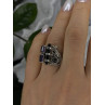 Unique Design Vintage 925 Sterling Silver Amethyst & Onyx & Peridot Ring Size 7