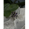 Unique Design Vintage 925 Sterling Silver Amethyst & Onyx & Peridot Ring Size 7