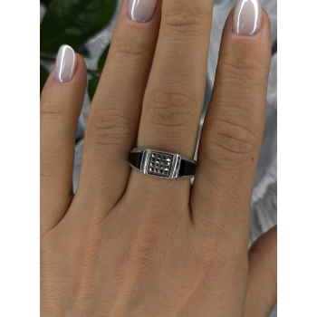 Vintage 925 Sterling Silver Black Onyx & Marcasite Ring Size 8.5