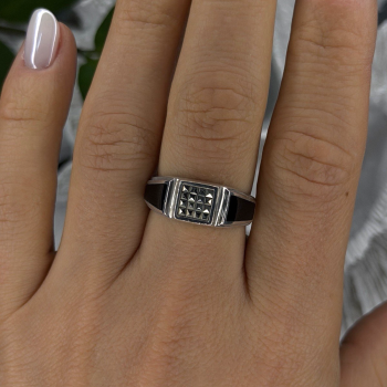 Vintage 925 Sterling Silver Black Onyx & Marcasite Ring Size 8.5