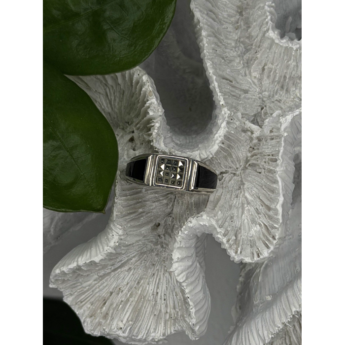 Vintage 925 Sterling Silver Black Onyx & Marcasite Ring Size 8.5