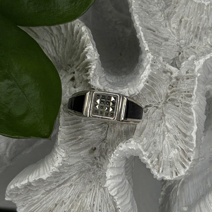 Vintage 925 Sterling Silver Black Onyx & Marcasite Ring Size 8.5