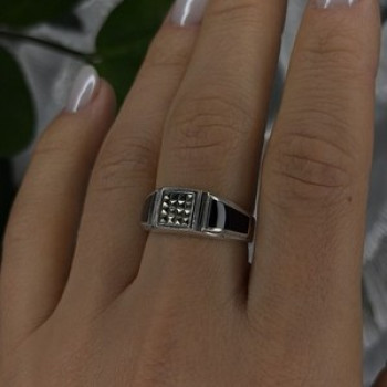 Vintage 925 Sterling Silver Black Onyx & Marcasite Ring Size 8.5