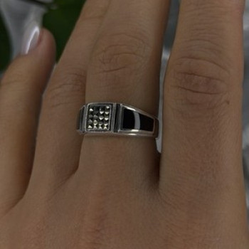 Vintage 925 Sterling Silver Black Onyx & Marcasite Ring Size 8.5